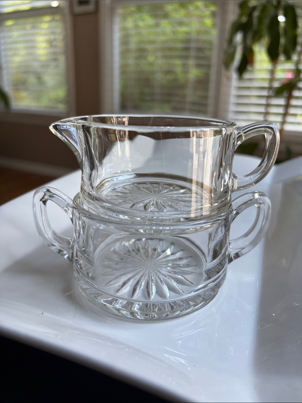 Crystal Sugar And Cream Set Elegant Starburst Design Hospitality Stacking